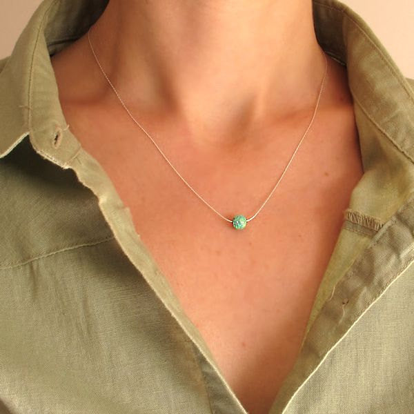Ball opal pendant necklace