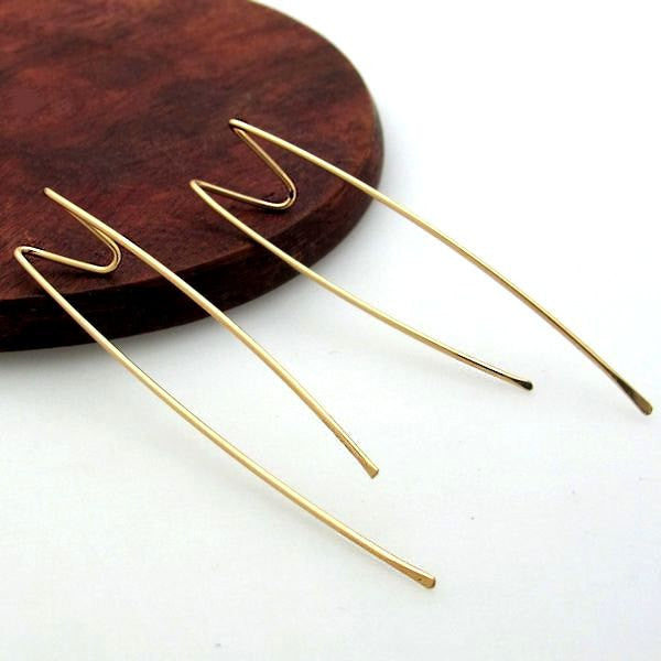 Long gold threader earrings