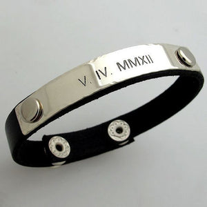 roman numeral leather bracelet for men