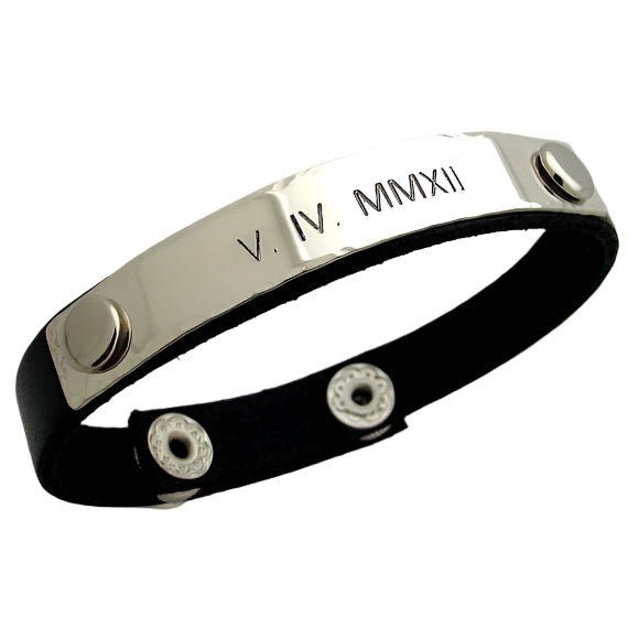 roman numeral leather bracelet for men