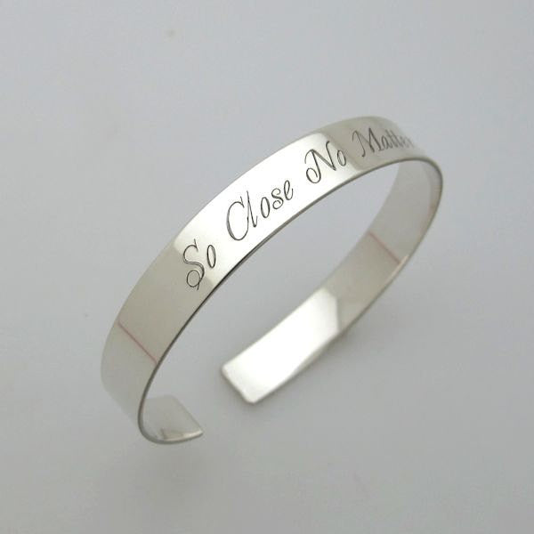 Engraved Sterling Silver Cuff bracelet - Unisex cuff - Personalized JEwelry