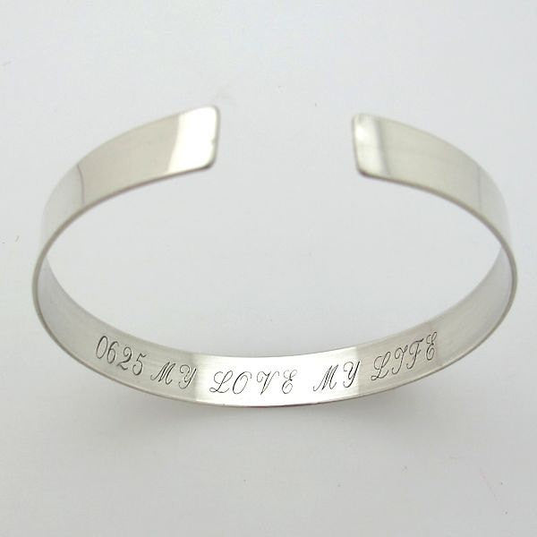 Japanese Kanji Symbol Bracelet - Personalized Silver Bangle cuff