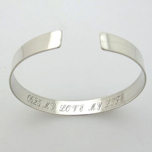 Sterling silver Engraved Graduation cuff bracelet Personalized Grad Gift for him / her