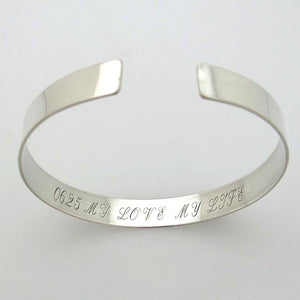 Inscription Personalized Cuff Sterling Silver Bracelet