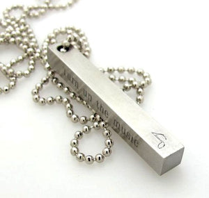 Musical Gift - Power, Play, Pause, Stop, Eject 4 sided bar necklace