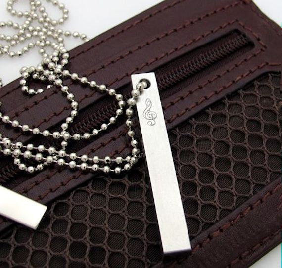 Musical Gift - Power, Play, Pause, Stop, Eject 4 sided bar necklace