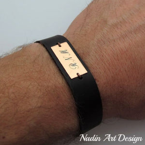 ID leather cuff bracelet