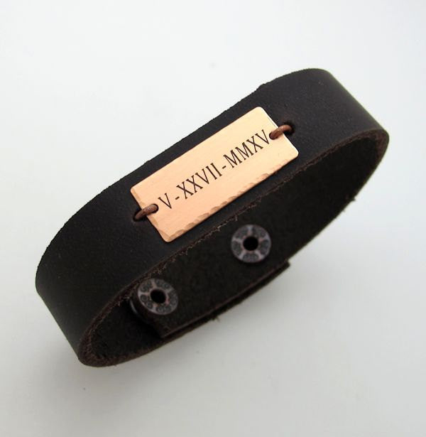 initials Monogram Bracelet for Men - Personalized ID Mens Cuff Black / Silver