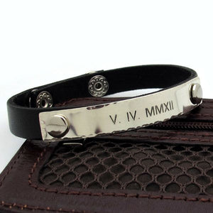 Personalized Leather Cuff Bracelet - Anniversary Gift