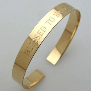 Custom Inspirational Personalized Gold Cuff - engraved gold filled cuff