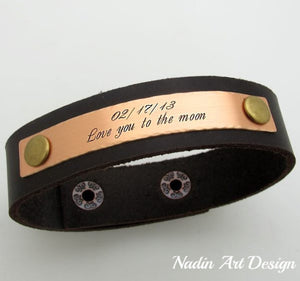 Leather engraved cuff