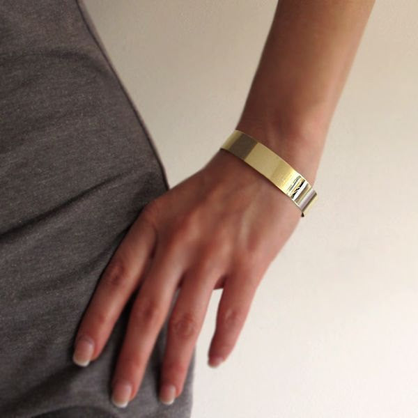 Wide Gold Cuff Bracelet - Monogram Cuff