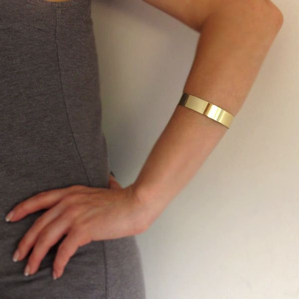 Wide Gold Cuff Bracelet - Monogram Cuff