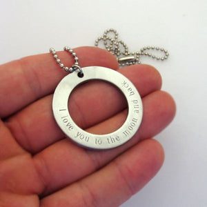 Large Washer Disc Pendant Necklace