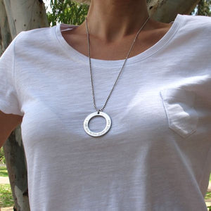 Large Washer Disc Pendant Necklace