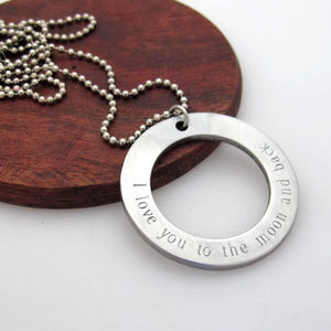 Large Washer Disc Pendant Necklace