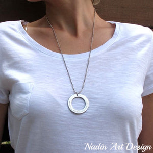 Big disc pendant long necklace