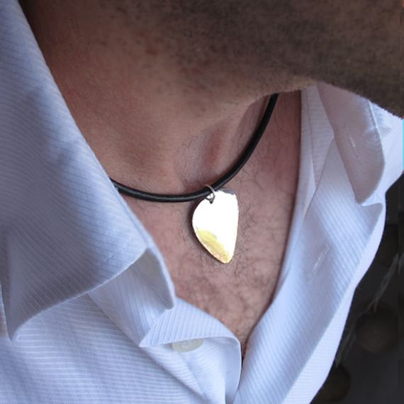 Guitar Pick Necklace for Men - Lovers Gift - Engraved Plectrum - Nadin Art Design - Personalized