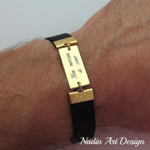 Custom plate leather bracelet