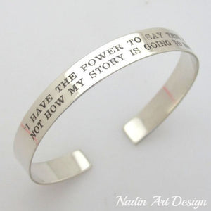 Custom engraved silver bangle cuff