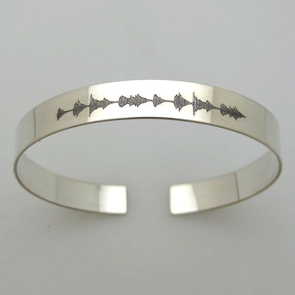 Soundwave silver cuff open bracelet