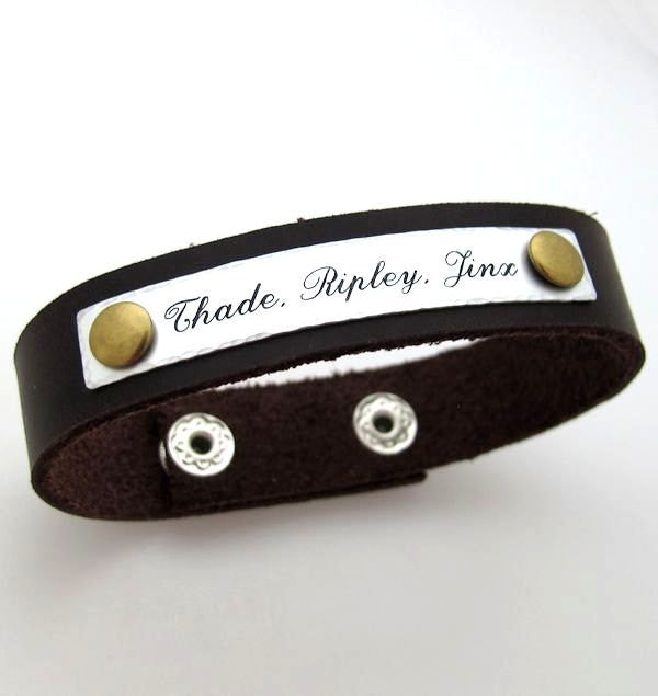 Engraved Leather Bracelet for Men - Husband Gift 