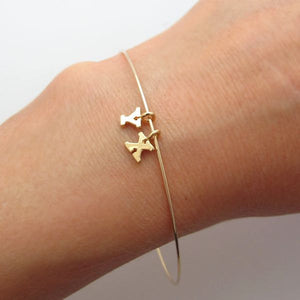 Gold Bangle Bracelet with Custom Initials Charms