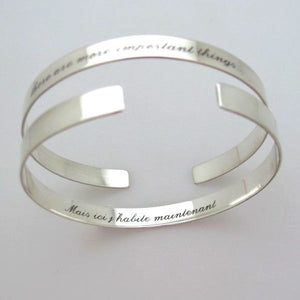script engraved silver bangles