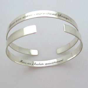 Special Gift - Personalized Silver Thin Stacking Bracelet