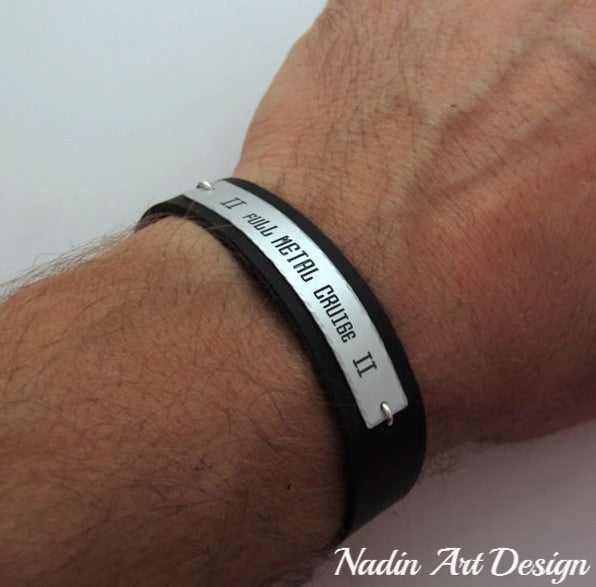 Leather Nameplate Bracelet