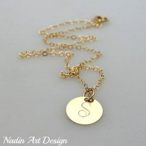 Gold charm initial necklace