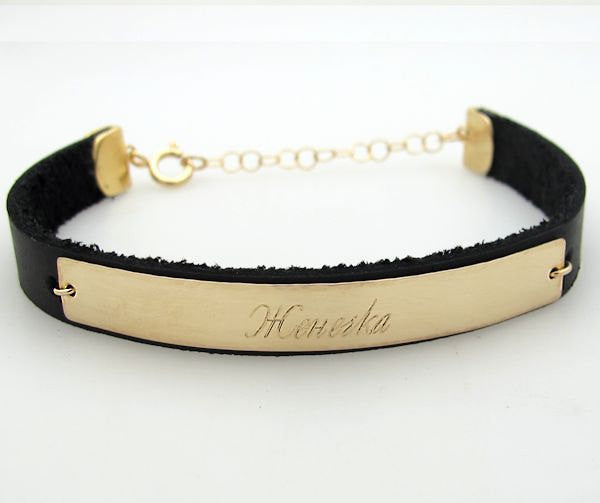 Custom Leather Cuff Bracelet for Women Engraved Name Bracelet