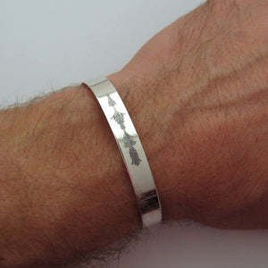 soundwaved engraved silver cuff bracelet for men