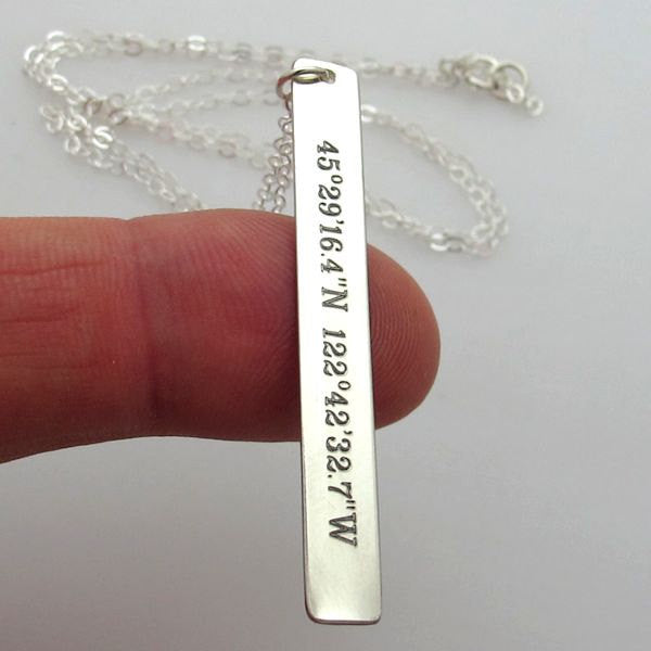 Silver GPS Location Necklace