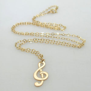 Gold Treble Clef Pendant Necklace