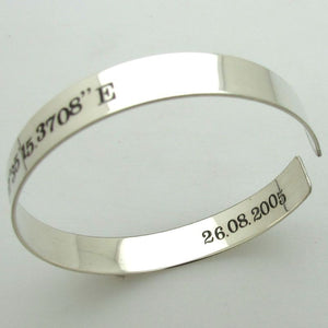 Coordinates Bracelet - Two Side Engraved Cuff