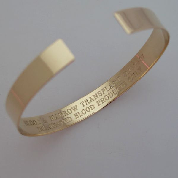 Medical Alert Bracelet - Gold ID Cuff bracelet for women