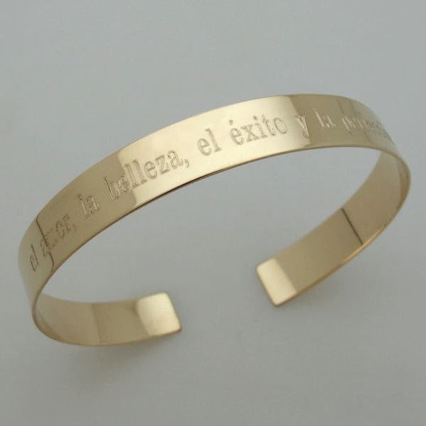 Gold engraved open bracelet