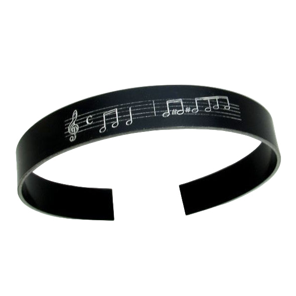 Notes engraved black bracelet