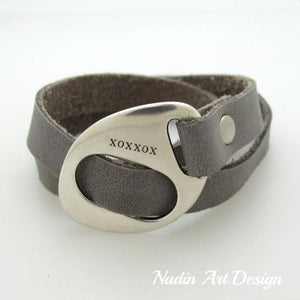 Leather Wrap Gray Bracelet