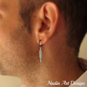 drop feather mens earring