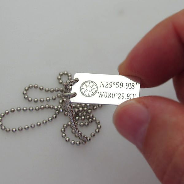minimalist pendant for men - GPS engraved Necklace