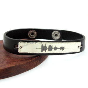 Sound Waves Leather Bracelet for Men