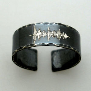 SoundWave Custom Engraved Black Ring