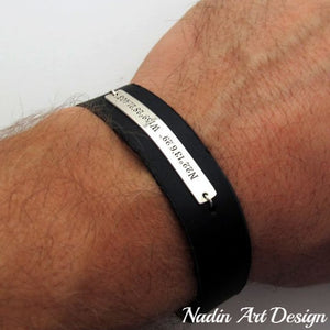 Leather cuff with GPS coordinates