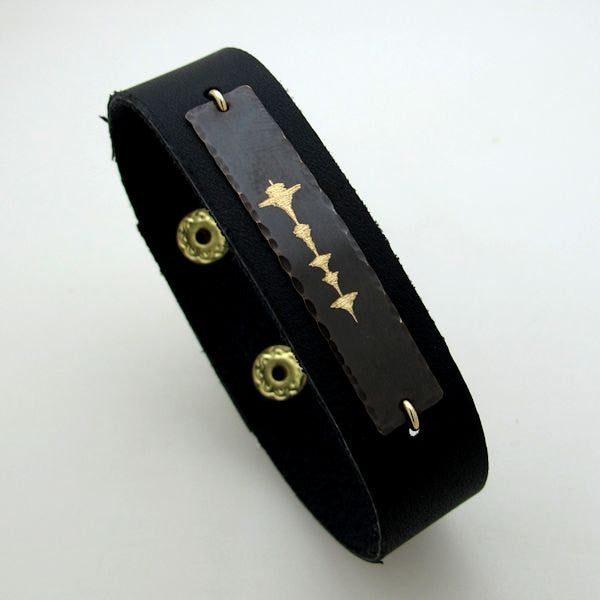 Custom Sound Wave Leather Bracelet for Him