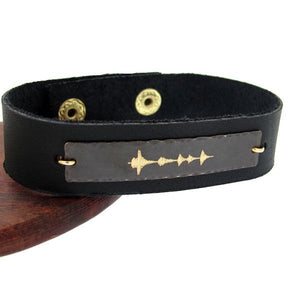 Custom Sound Wave Leather Bracelet for Him