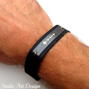 Custom Sound Wave Leather Bracelet for Him