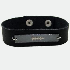 Custom Sound Wave Leather Bracelet for Him