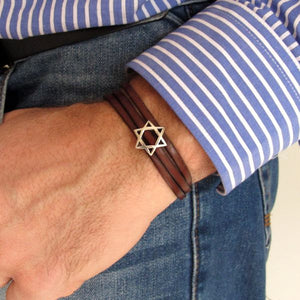 Star of David leather bracelet